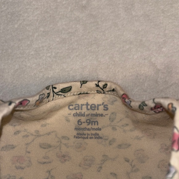 (2 for $10) Carters Cream Floral Footed sleeper One-Piece Pajamas for Kids - Picture 4 of 9